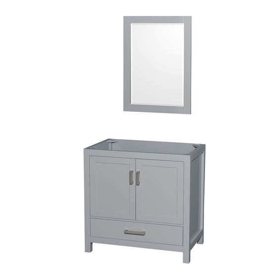 Sheffield 36" Single Vanity in Gray, No Top, No Sink, 24" Mirror