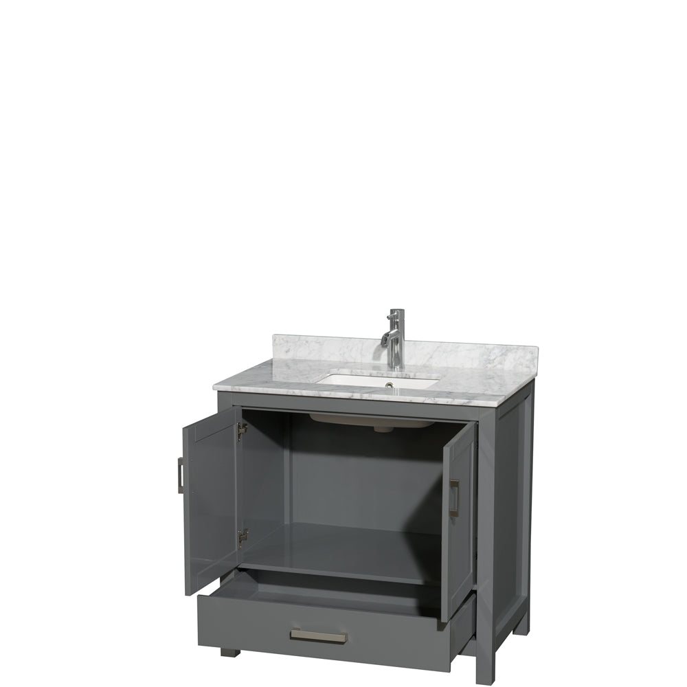 Sheffield 36" Single Vanity in Dark Gray, Top, Square Sink, No Mirror