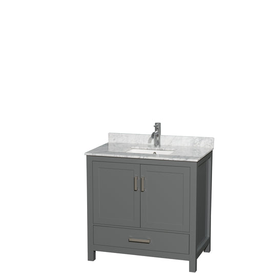 Sheffield 36" Single Vanity in Dark Gray, Top, Square Sink, No Mirror