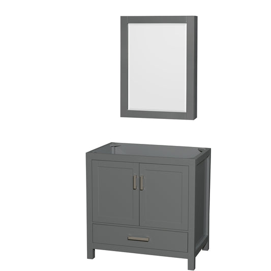 Sheffield 36 inch Single Bathroom Vanity in Dark Gray, No Countertop, No Sink, and Medicine Cabinet