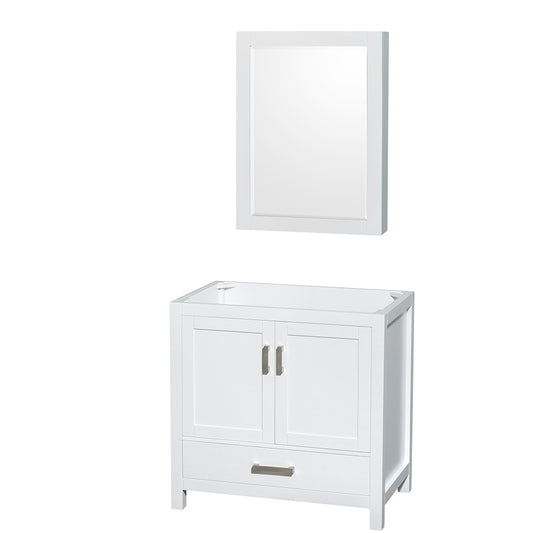 Sheffield 36" Single Vanity in White, No Top, No Sink, Medicine Cabinet