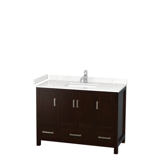 Sheffield 48" Single Vanity in Espresso, Carrara Marble Top, Square No Mirror