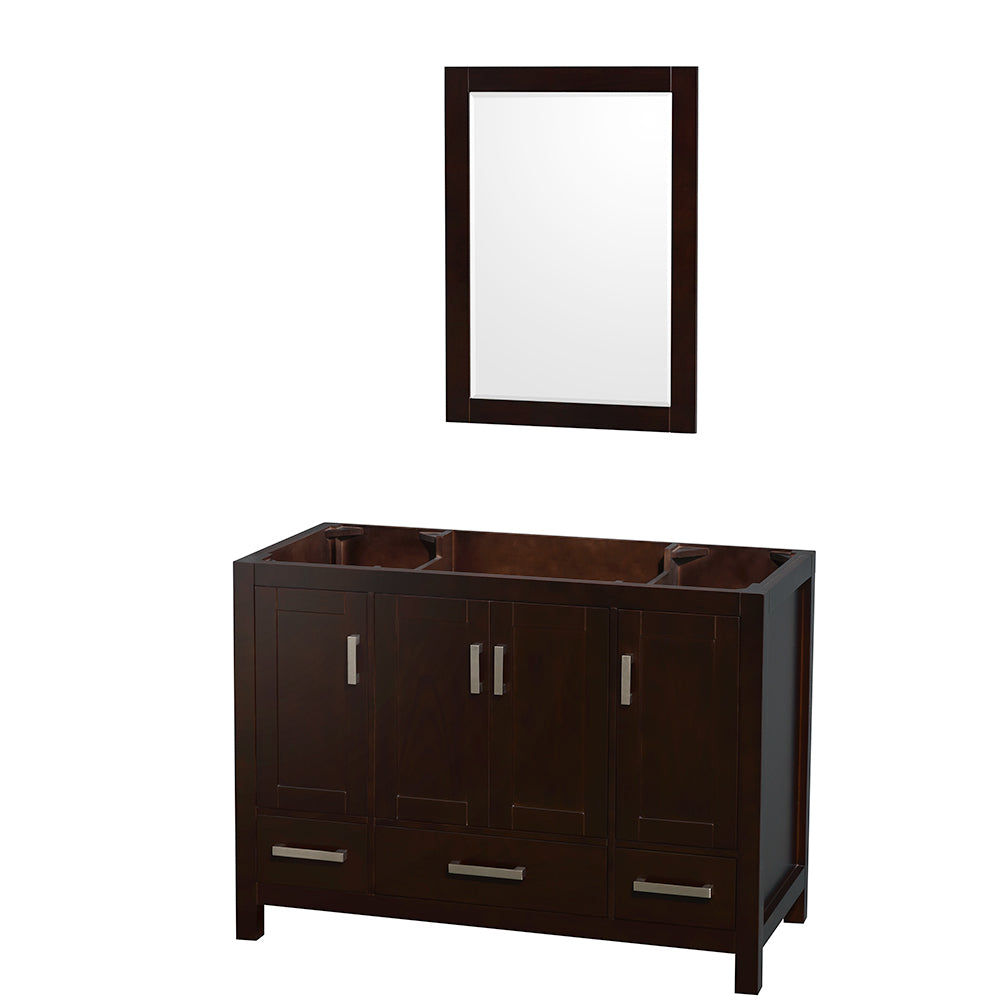 Sheffield 48" Single Vanity in Espresso, No Top, No Sink, 24" Mirror