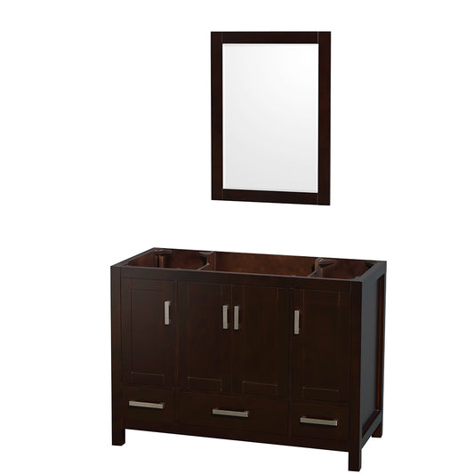 Sheffield 48" Single Vanity in Espresso, No Top, No Sink, 24" Mirror