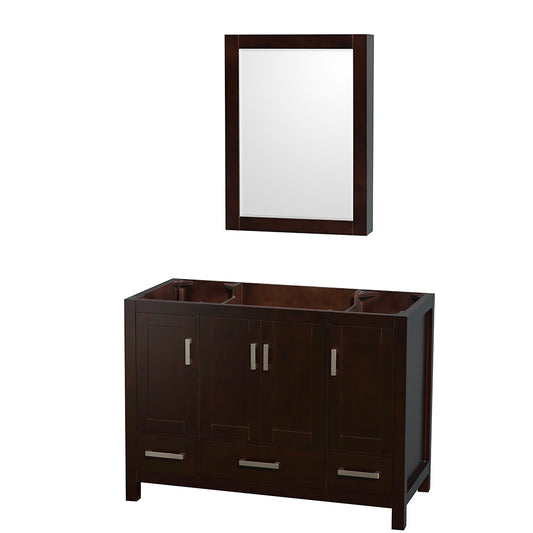 Sheffield 48" Single Vanity in Espresso, top, No Sink, Medicine Cabinet