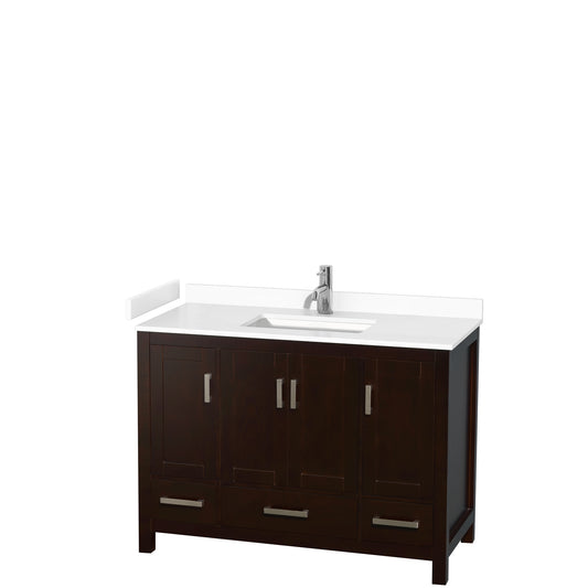 Sheffield 48" Single Vanity in Espresso, White Marble Top, Square No Mirror