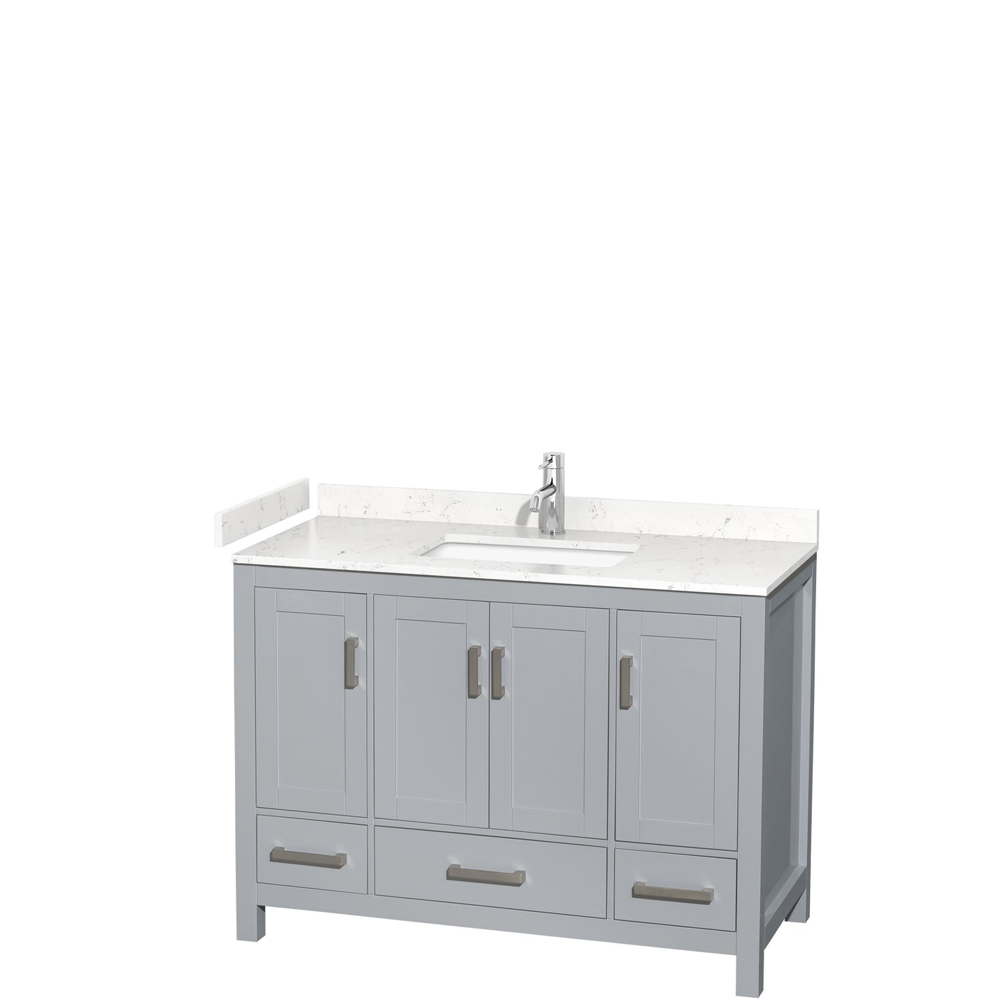Sheffield 48" Single Vanity in Gray, Carrara Marble Top, Square No Mirror