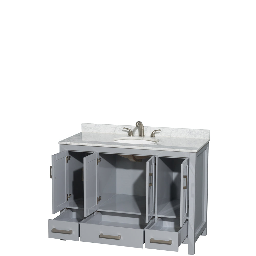 Sheffield 48" Single Vanity in Gray, Top, Oval Sink, No Mirror
