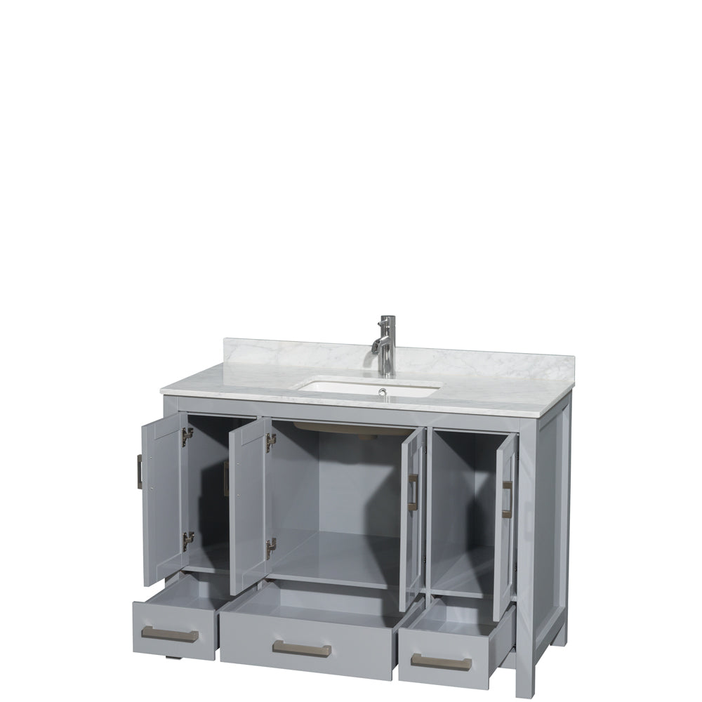 Sheffield 48" Single Vanity in Gray, Top, Square Sink, No Mirror