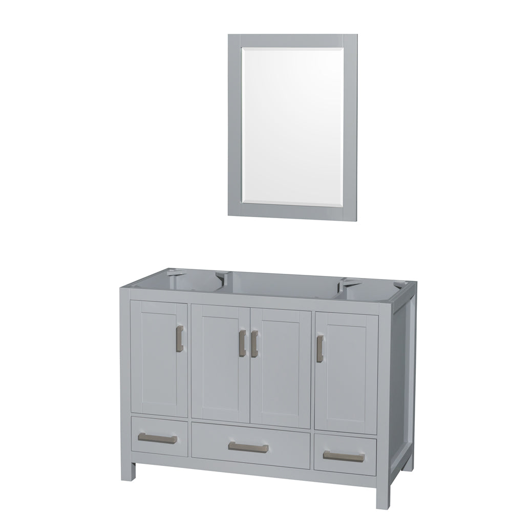 Sheffield 48" Single Vanity in Gray, No Top, No Sink, 24" Mirror
