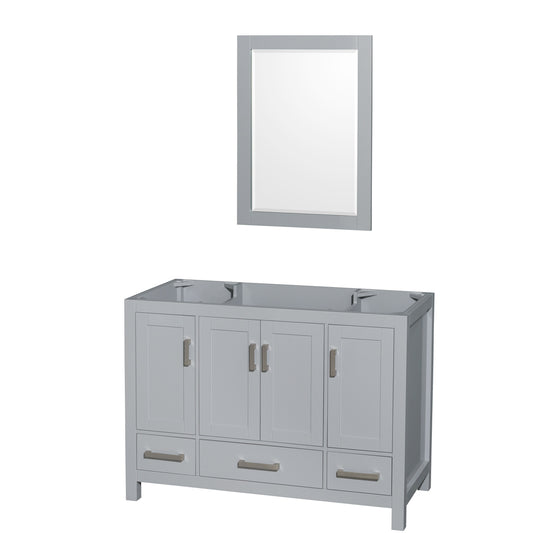 Sheffield 48" Single Vanity in Gray, No Top, No Sink, 24" Mirror