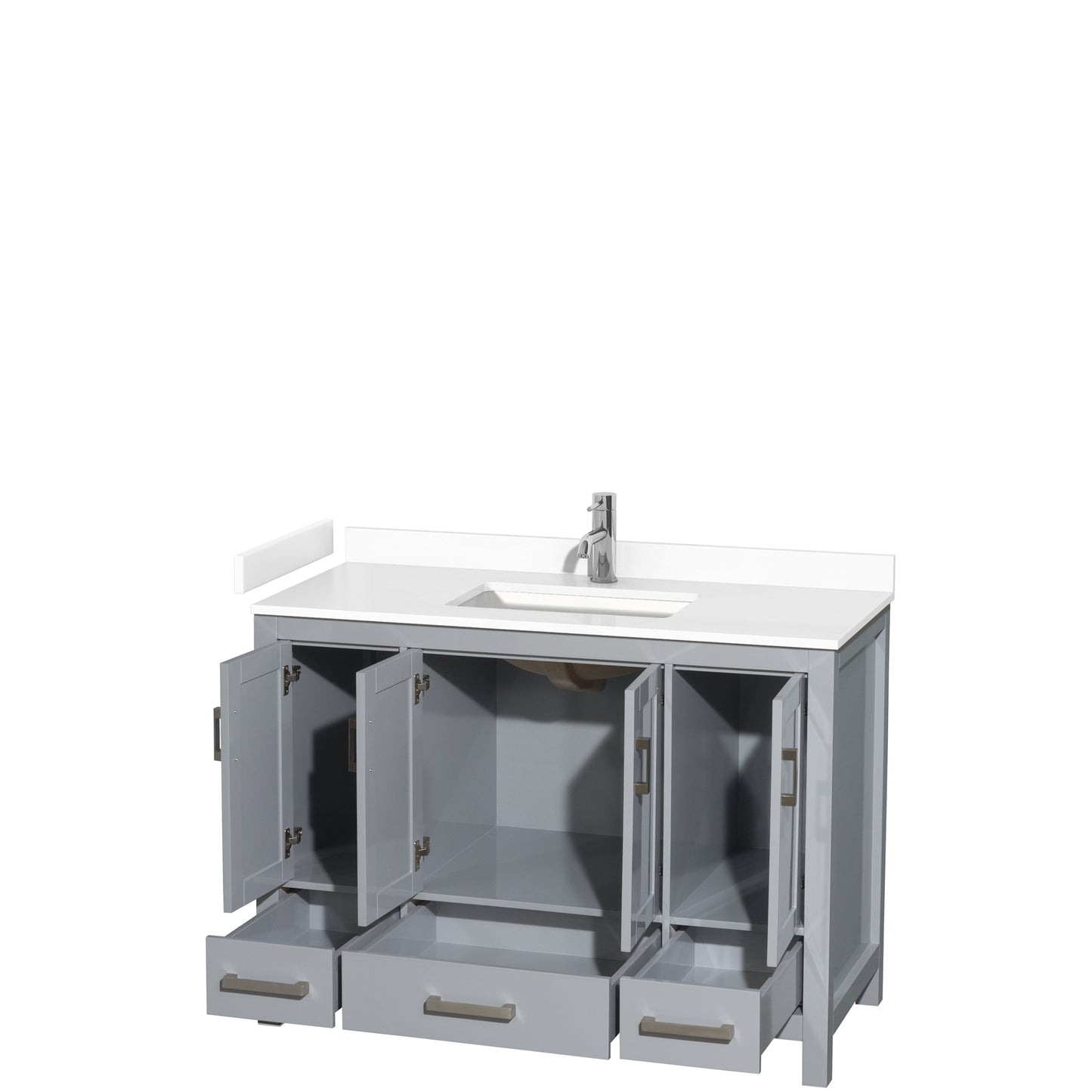 Sheffield 48" Single Vanity in Gray, White Cultured Marble Top, Square No Mirror