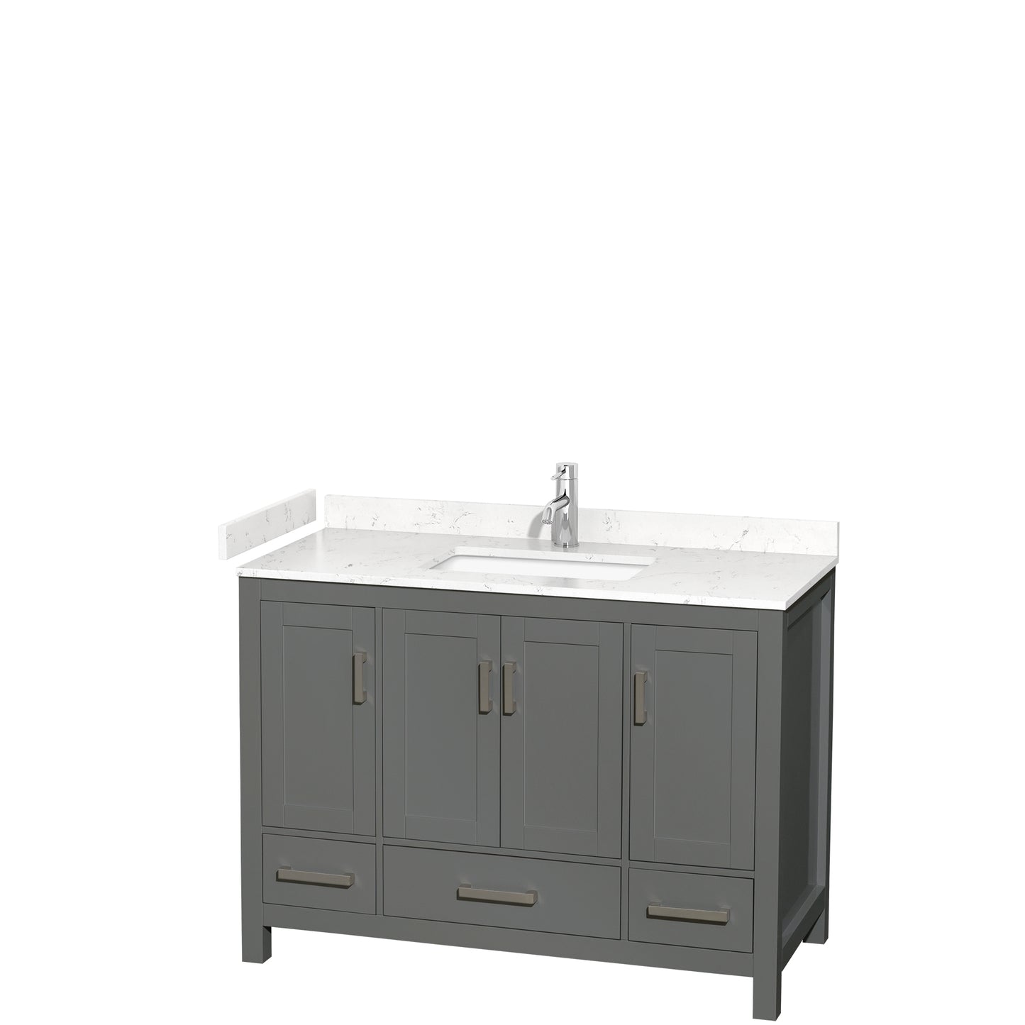 Sheffield 48" Single Vanity in Dark Gray, Carrara Marble Top, Square No Mirror