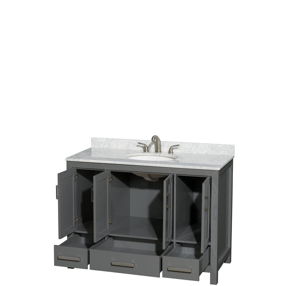 Sheffield 48" Single Vanity in Dark Gray, Top, Oval Sink, No Mirror
