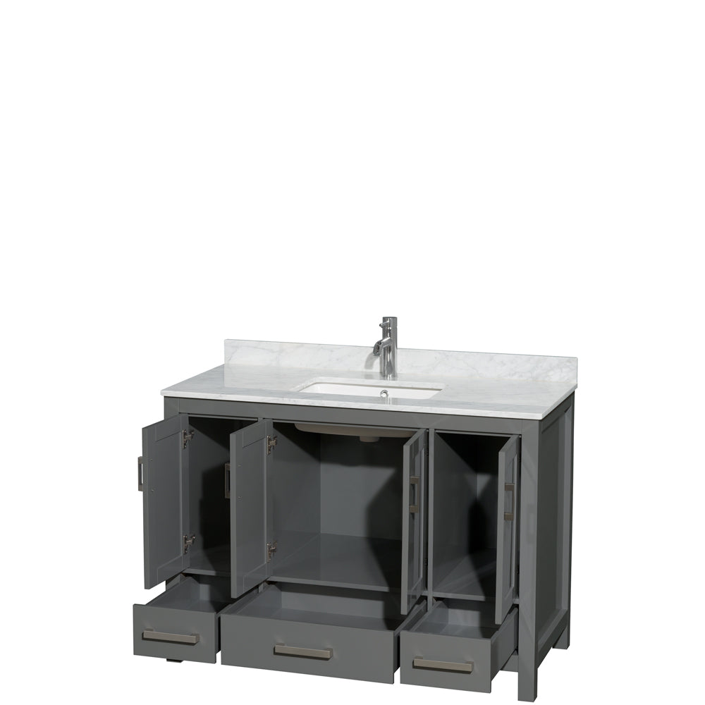 Sheffield 48" Single Vanity in Dark Gray, Top, Square Sink, No Mirror