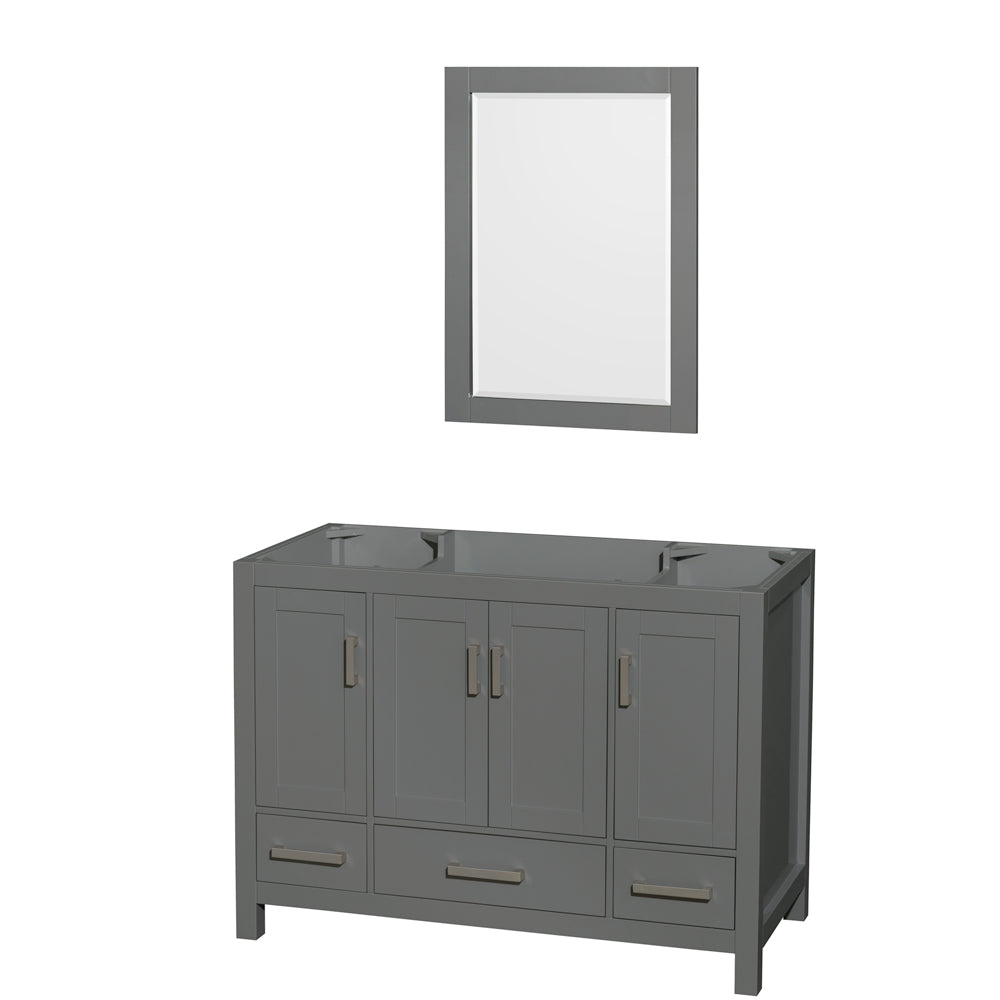 Sheffield 48 inch Single Bathroom Vanity in Dark Gray, No Countertop, No Sink, and 24 inch Mirror