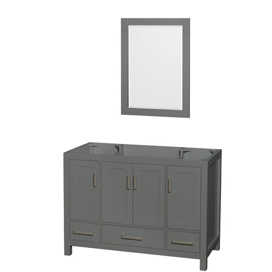 Sheffield 48" Single Vanity in Dark Gray, No Top, No Sink, 24" Mirror