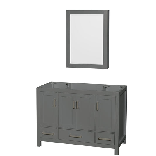 Sheffield 48 inch Single Bathroom Vanity in Dark Gray, No Countertop, No Sink, and Medicine Cabinet