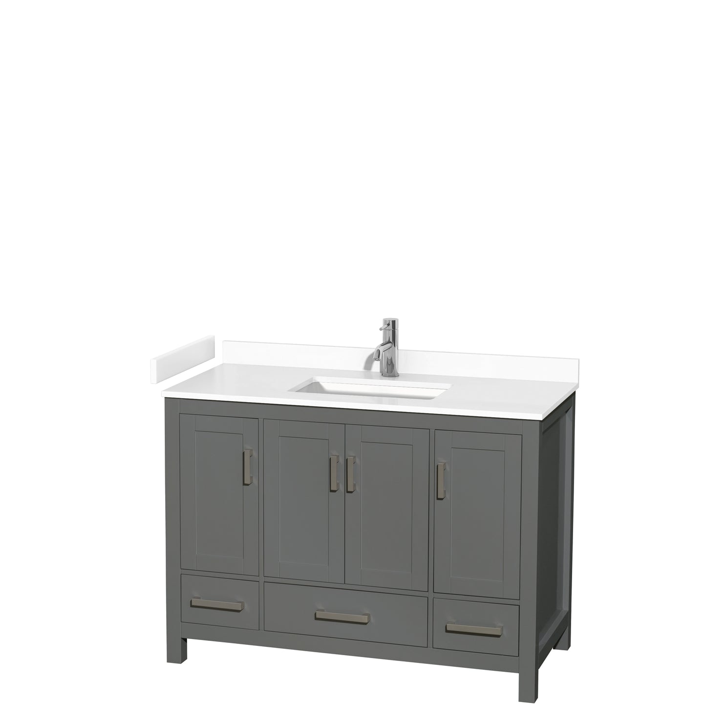 Sheffield 48" Single Vanity in Dark Gray, White Marble Top, Square No Mirror