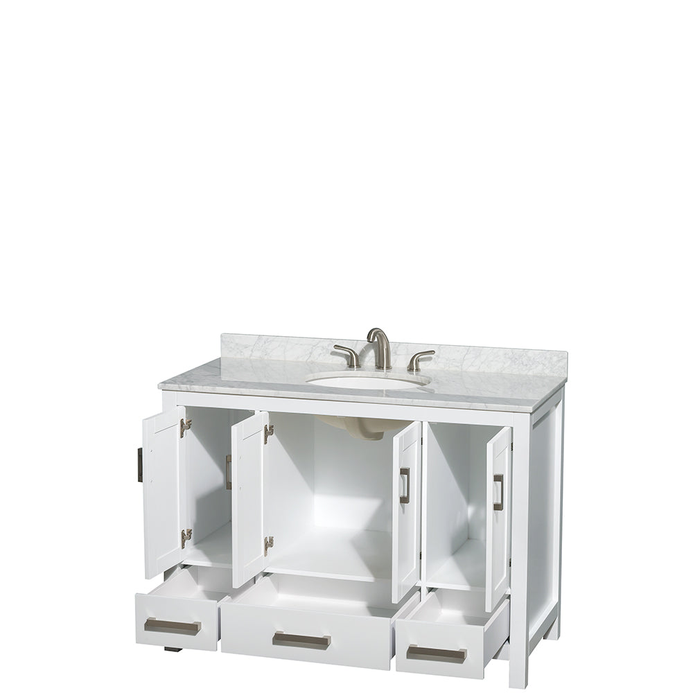 Sheffield 48" Single Vanity in White, Top, Oval Sink, No Mirror