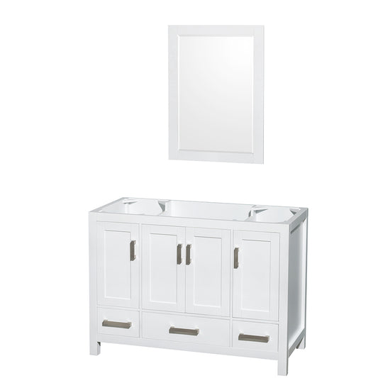 Sheffield 48" Single Vanity in White, No Top, No Sink, 24" Mirror
