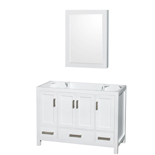 Sheffield 48" Single Vanity in White, No Top, No Sink, Medicine Cabinet