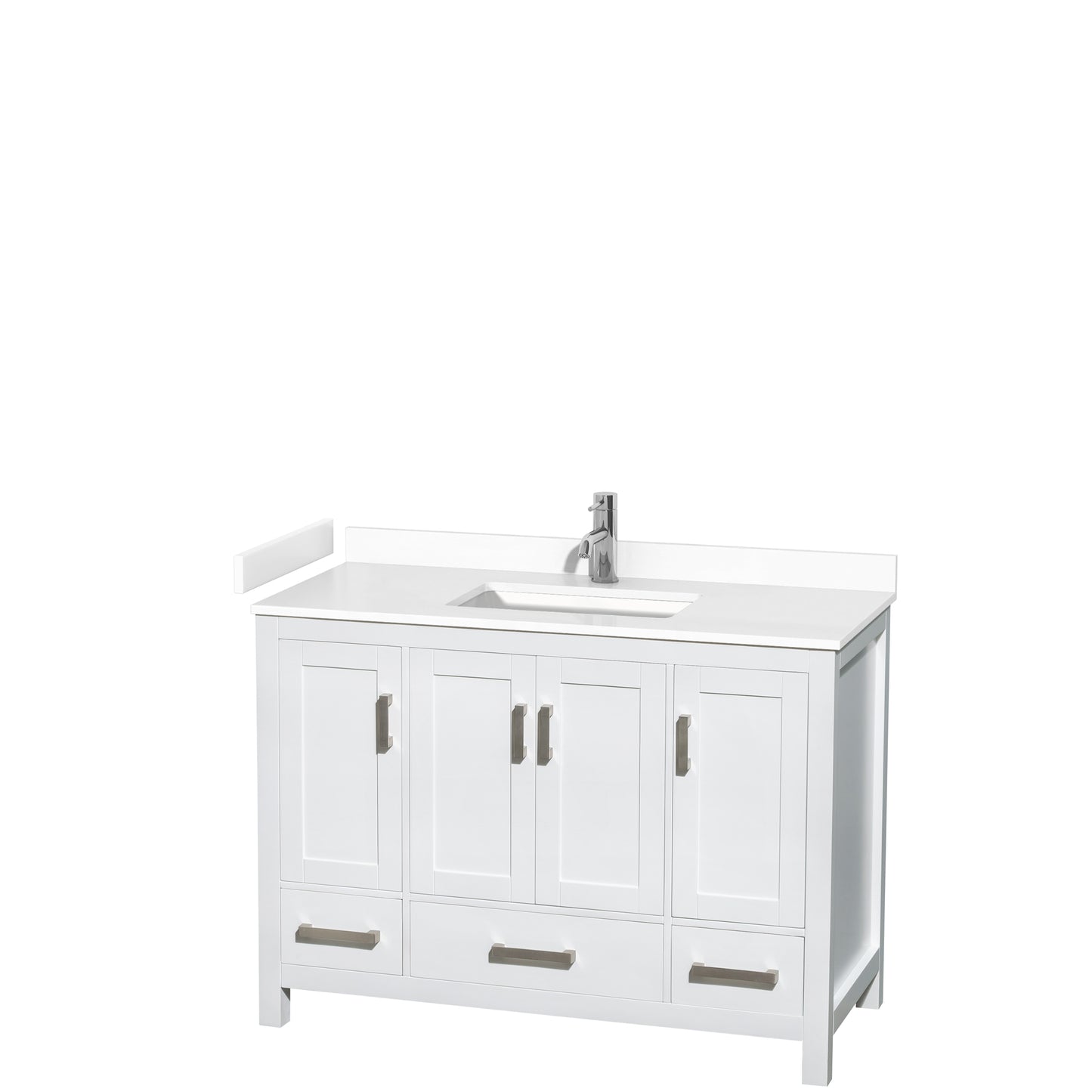 Sheffield 48" Single Vanity in White, White Marble Top, Square No Mirror