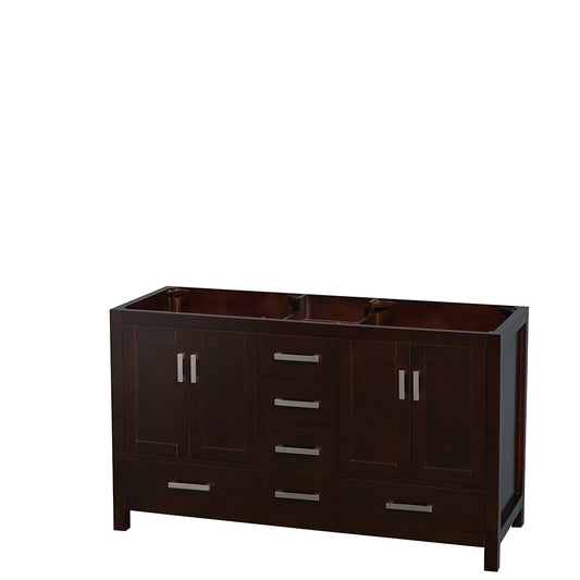 Sheffield 60" Double Vanity in Espresso, No Top, No Sinks, No Mirror