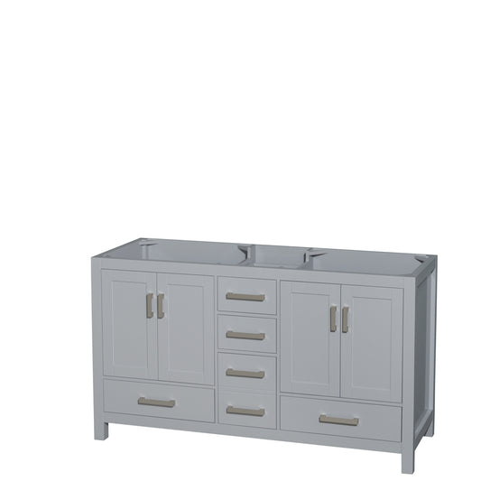 Sheffield 60" Double Vanity in Gray, No Top, No Sinks, No Mirror