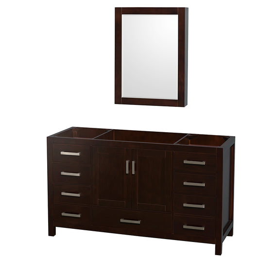 Sheffield 60" Single Vanity in Espresso, No top, No Sink, Medicine Cabinet