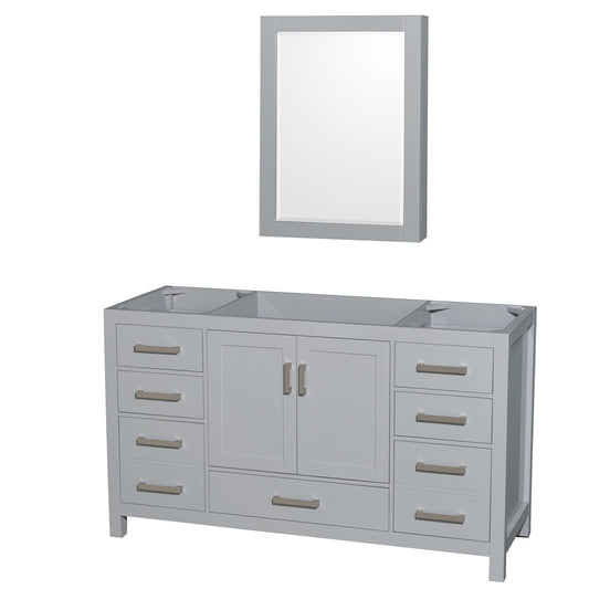 Sheffield 60" Single Vanity, No Top, No Sink, Medicine Cabinet