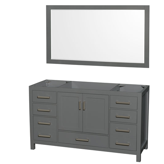 Sheffield 60 inch Single Bathroom Vanity in Dark Gray, No Countertop, No Sink, and 58 inch Mirror