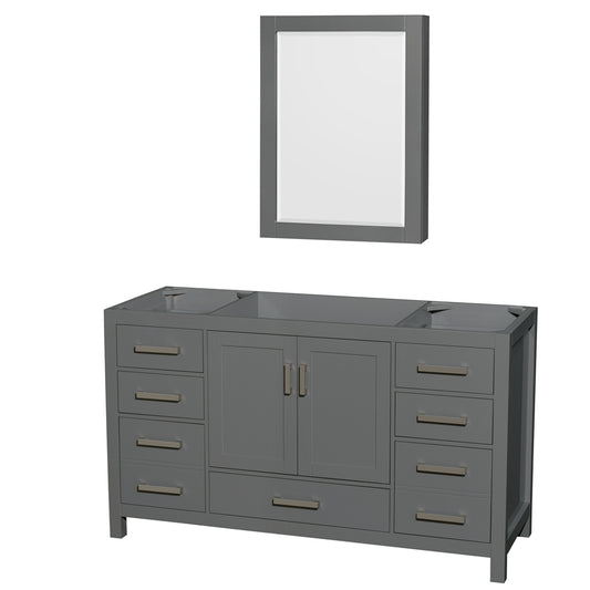 Sheffield 60" Single Vanity in Dark Gray, No Top, No Sink, Medicine Cabinet