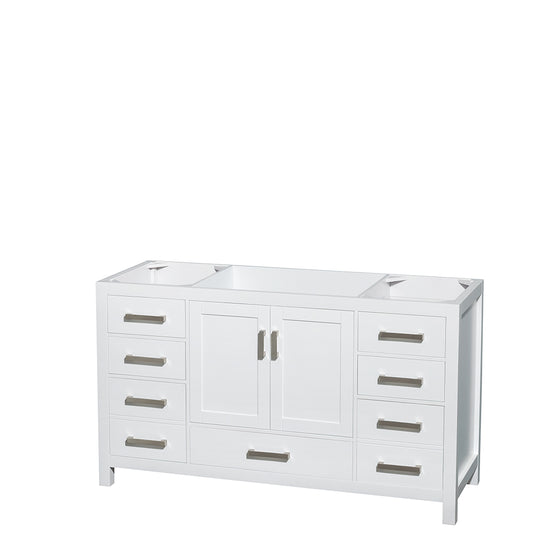 Sheffield 60" Single Vanity in White, No Top, No Sink, No Mirror