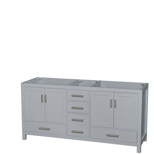 Sheffield 72" Double Vanity in Gray, No Top, No Sink, No Mirror