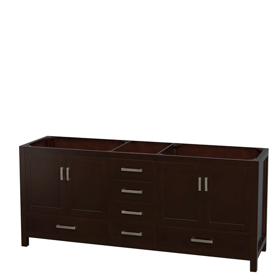 Sheffield 80" Double Vanity in Espresso, No Top, No Sinks, No Mirror
