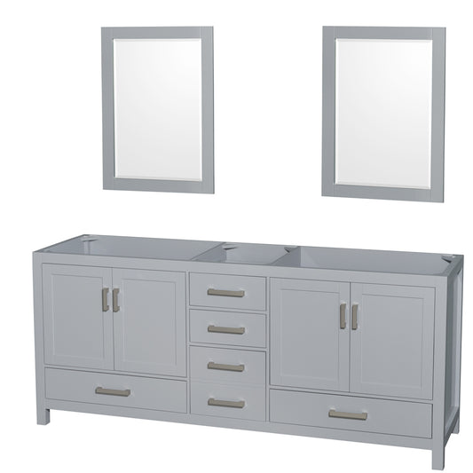 Sheffield 80" Double Vanity, No Top, No Sink, 24" Mirrors
