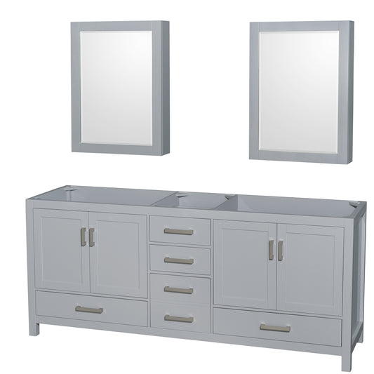 Sheffield 80" Double Vanity, No Top, No Sink, Medicine Cabinets