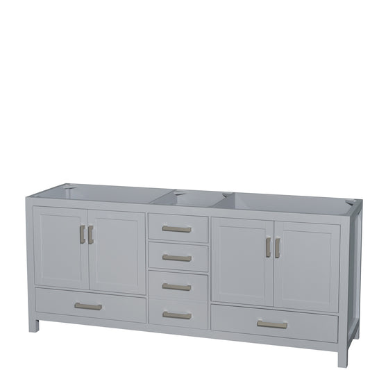 Sheffield 80" Double Vanity in Gray, No Top, No Sink, No Mirror
