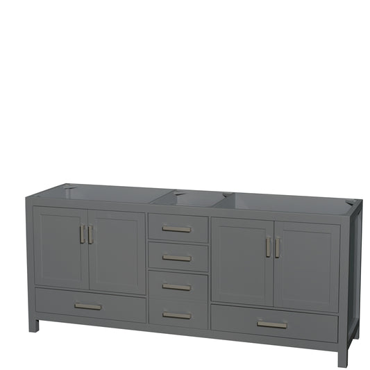 Sheffield 80 inch Double Bathroom Vanity in Dark Gray, No Countertop, No Sink, and No Mirror