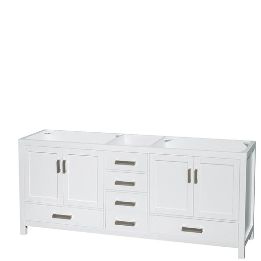 Sheffield 80" Double Vanity in White, No Top, No Sinks, No Mirror