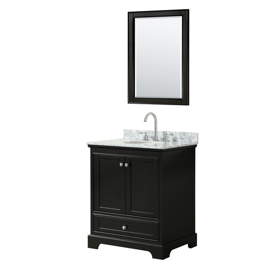 Deborah 30" Single Vanity in Dark Espresso, Top, Oval Sink, 24" Mirror