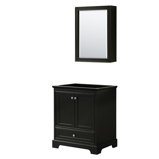 Deborah 30 Inch Single Bathroom Vanity in Dark Espresso, No Countertop, No Sink, and Medicine Cabinet