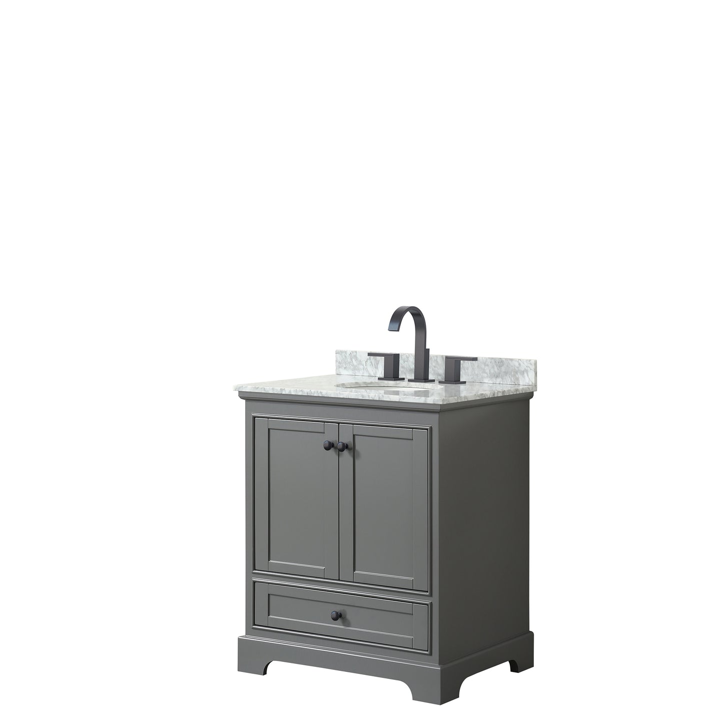 Deborah 30" Single Vanity in Dark Gray, Top, Oval Sink, Matte Black Trim
