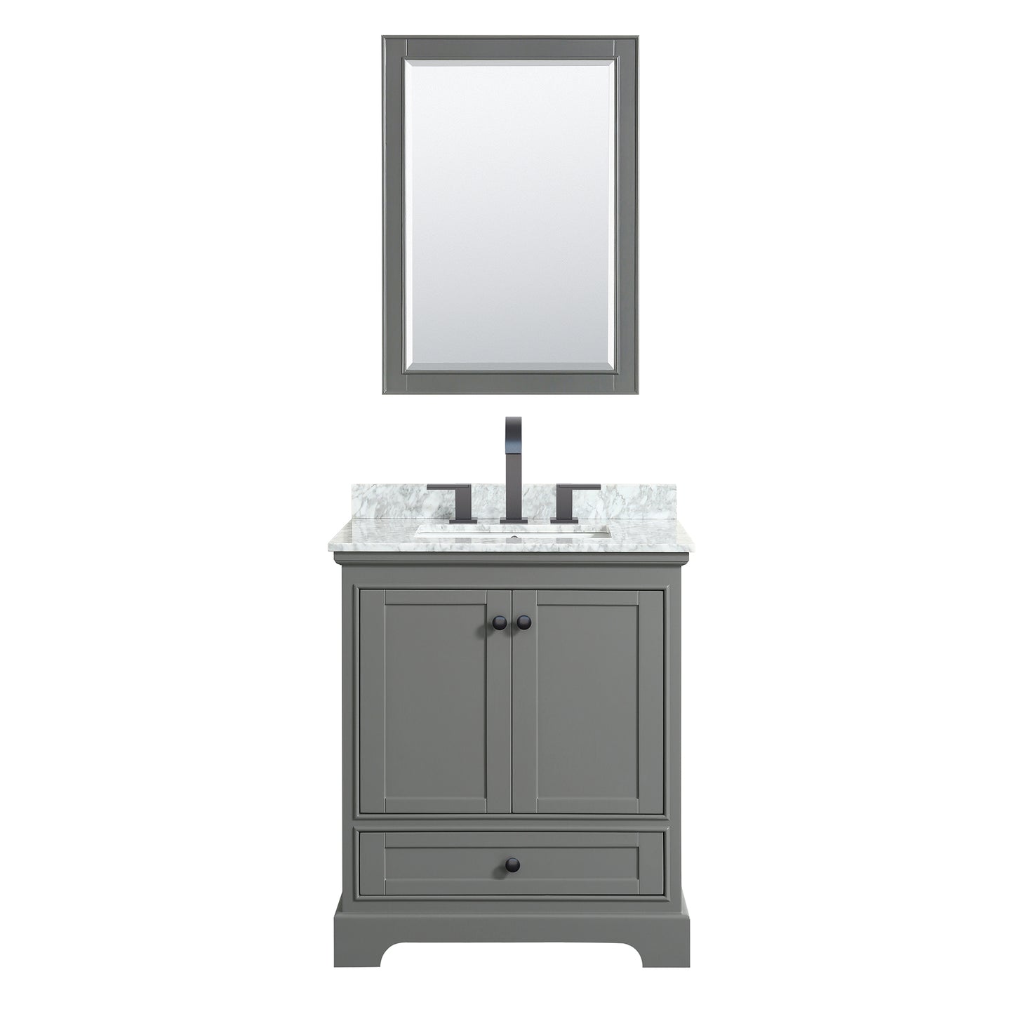 Deborah 30" Single Vanity in Dark Gray, Top, Black Trim, Medicine Cabinet