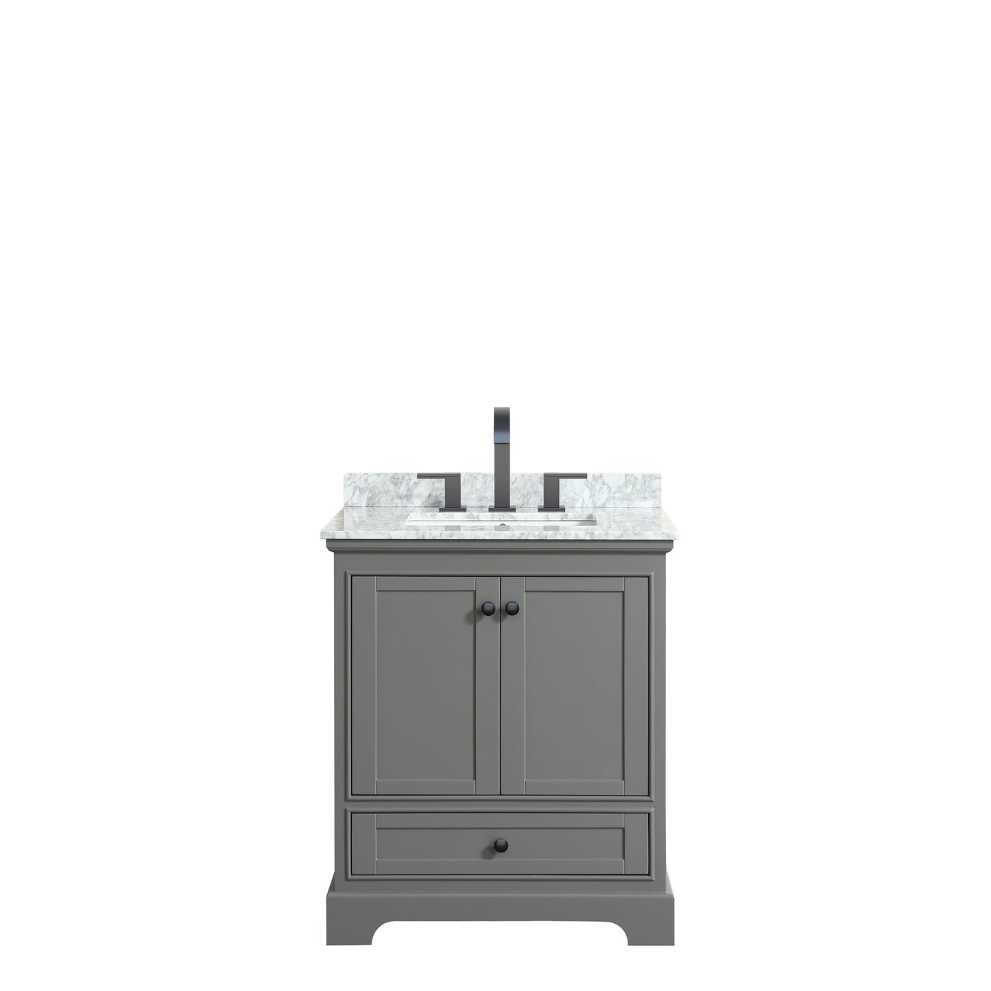 Deborah 30" Single Vanity in Dark Gray, Top, Square Sink, Matte Black Trim