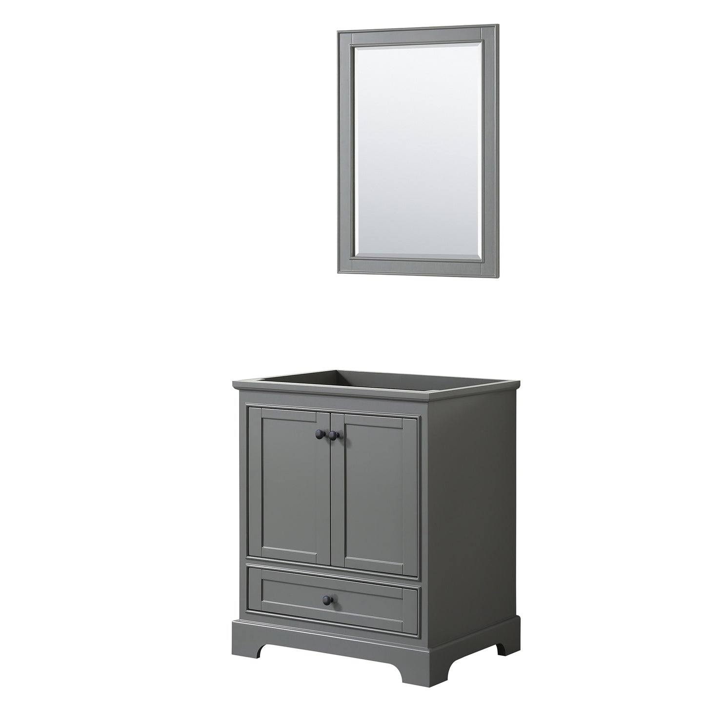 Deborah 30" Single Vanity in Dark Gray, No Top, Matte Black Trim, 24" Mirror