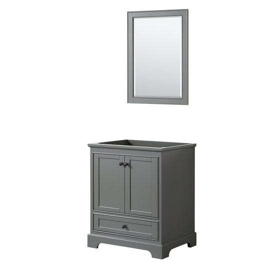 Deborah 30" Single Vanity in Dark Gray, No Top, Matte Black Trim, 24" Mirror