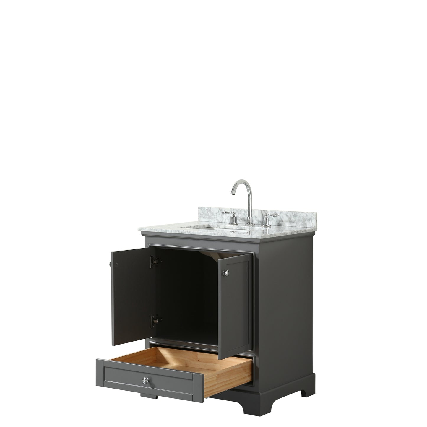Deborah 30" Single Vanity in Dark Gray, Top, Square Sink, No Mirror