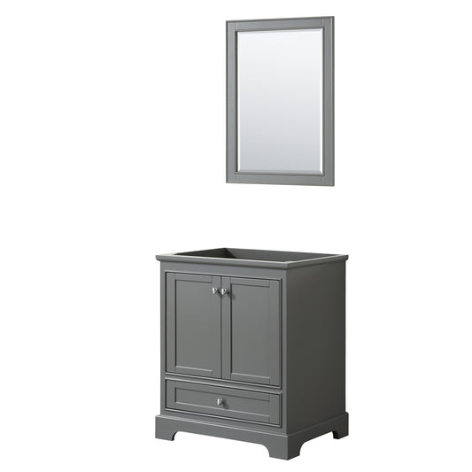 Deborah 30 Inch Single Bathroom Vanity in Dark Gray, No Countertop, No Sink, and 24 Inch Mirror